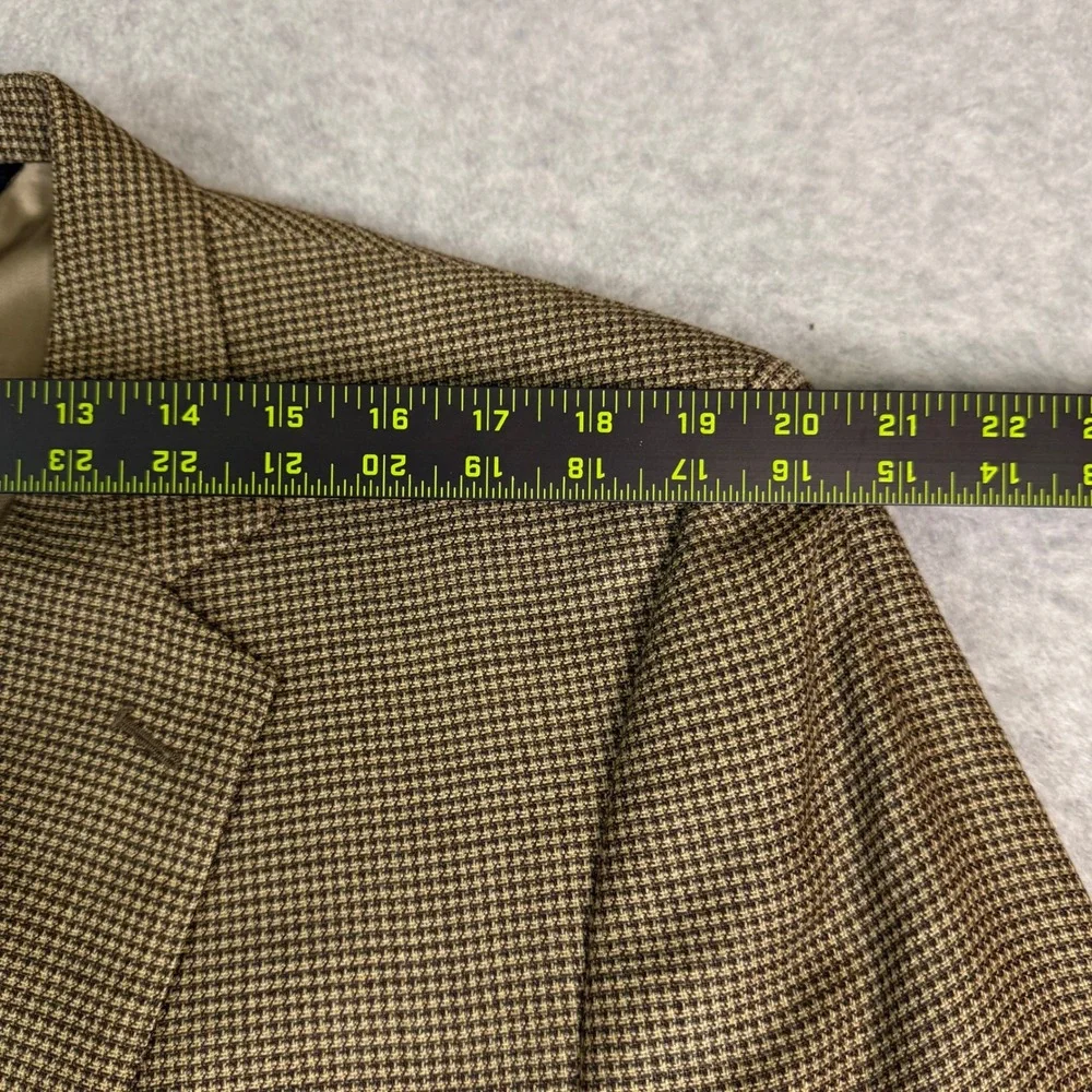 Jos. A. Bank Gordon Mens 46 Long Silk Wool Blend Blazer Brown Houndstooth Jacket